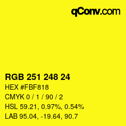 Color code: RGB 251 248 24 | qconv.com