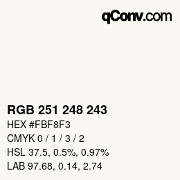 Color code: RGB 251 248 243 | qconv.com