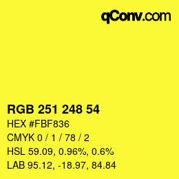 Color code: RGB 251 248 54 | qconv.com