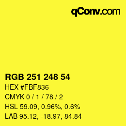 Color code: RGB 251 248 54 | qconv.com