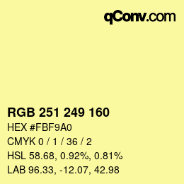 Color code: RGB 251 249 160 | qconv.com