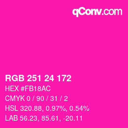 颜色代码: RGB 251 24 172 | qconv.com