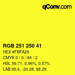 Color code: RGB 251 250 41 | qconv.com