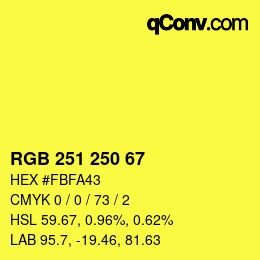 Color code: RGB 251 250 67 | qconv.com