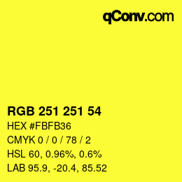 Color code: RGB 251 251 54 | qconv.com