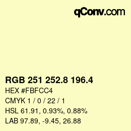 カラーコード: RGB 251 252.8 196.4 | qconv.com