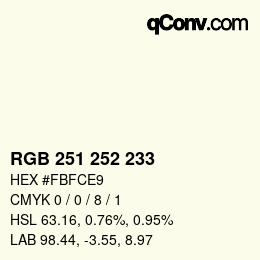 Farbcode: RGB 251 252 233 | qconv.com