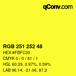カラーコード: RGB 251 252 48 | qconv.com