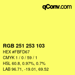Color code: RGB 251 253 103 | qconv.com