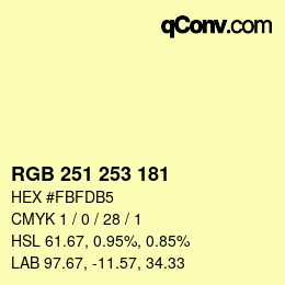 Color code: RGB 251 253 181 | qconv.com