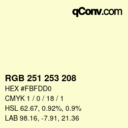 Color code: RGB 251 253 208 | qconv.com