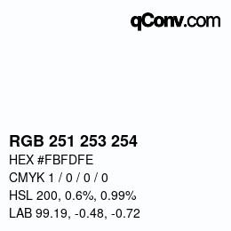 Color code: RGB 251 253 254 | qconv.com