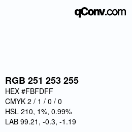 カラーコード: RGB 251 253 255 | qconv.com
