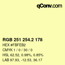 カラーコード: RGB 251 254.2 178 | qconv.com