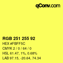 Farbcode: RGB 251 255 92 | qconv.com