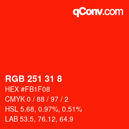 Color code: RGB 251 31 8 | qconv.com