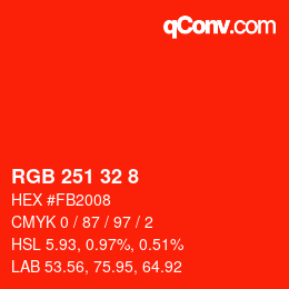 Color code: RGB 251 32 8 | qconv.com