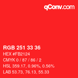 Color code: RGB 251 33 36 | qconv.com