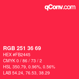 Color code: RGB 251 36 69 | qconv.com