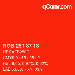 カラーコード: RGB 251 37 13 | qconv.com