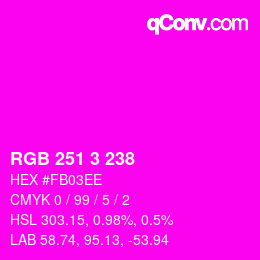 Color code: RGB 251 3 238 | qconv.com