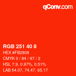 Color code: RGB 251 40 8 | qconv.com