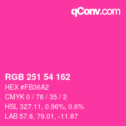 カラーコード: RGB 251 54 162 | qconv.com