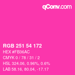 Color code: RGB 251 54 172 | qconv.com
