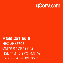 カラーコード: RGB 251 55 8 | qconv.com