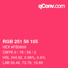 颜色代码: RGB 251 56 105 | qconv.com