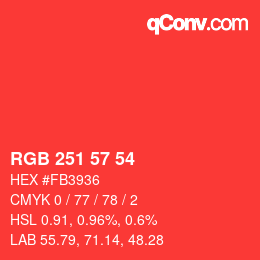 カラーコード: RGB 251 57 54 | qconv.com