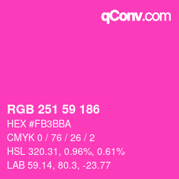 カラーコード: RGB 251 59 186 | qconv.com