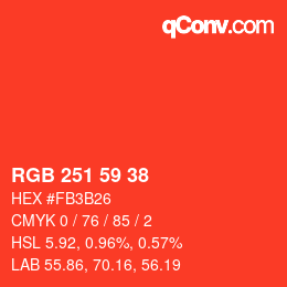 カラーコード: RGB 251 59 38 | qconv.com