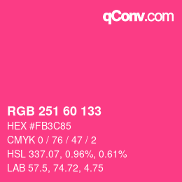 カラーコード: RGB 251 60 133 | qconv.com