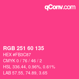 カラーコード: RGB 251 60 135 | qconv.com