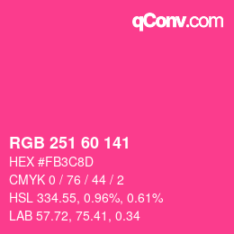 颜色代码: RGB 251 60 141 | qconv.com