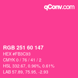 カラーコード: RGB 251 60 147 | qconv.com