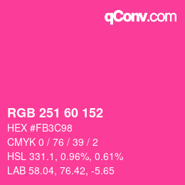 颜色代码: RGB 251 60 152 | qconv.com