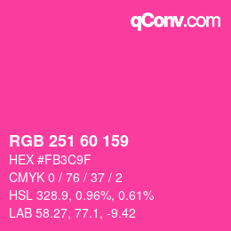 カラーコード: RGB 251 60 159 | qconv.com