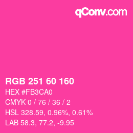 カラーコード: RGB 251 60 160 | qconv.com