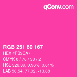 カラーコード: RGB 251 60 167 | qconv.com