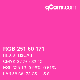 颜色代码: RGB 251 60 171 | qconv.com