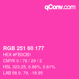 カラーコード: RGB 251 60 177 | qconv.com