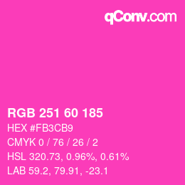 カラーコード: RGB 251 60 185 | qconv.com