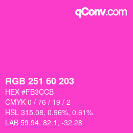 颜色代码: RGB 251 60 203 | qconv.com