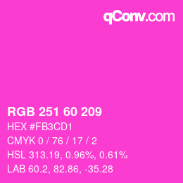 カラーコード: RGB 251 60 209 | qconv.com