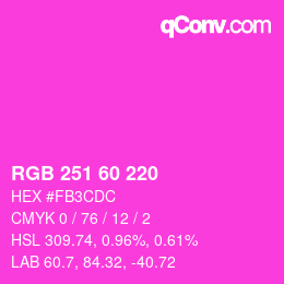 颜色代码: RGB 251 60 220 | qconv.com