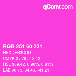 颜色代码: RGB 251 60 221 | qconv.com