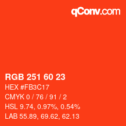 カラーコード: RGB 251 60 23 | qconv.com