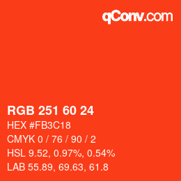 カラーコード: RGB 251 60 24 | qconv.com